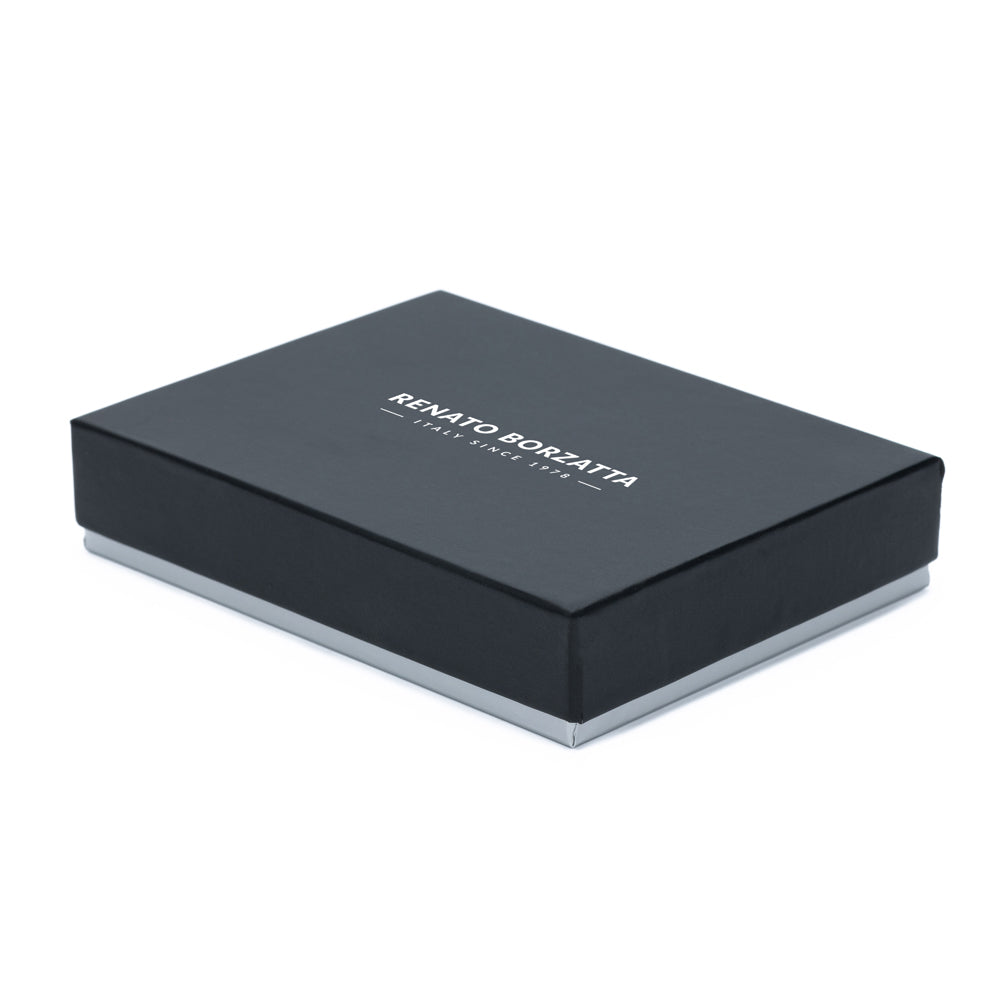 RB12016D | Credit Card Holder in Genuine Full-Grain Leather with a Light Grain. Blue. RFID Protection. Dimensions: 10 x 8 x 0.5 cm. Packaging: Gift Box with Lid/Bottom-3