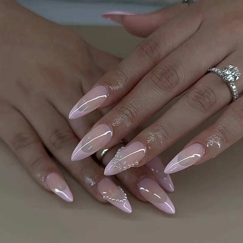 Wine Red Glam Almond Nails