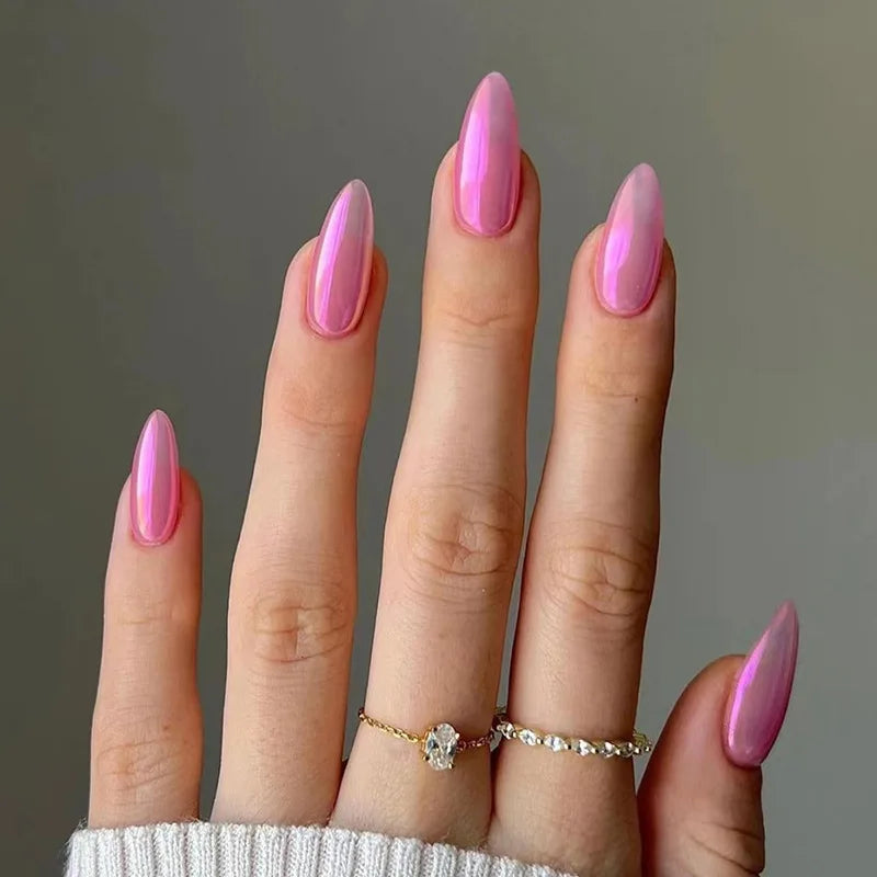 Wine Red Glam Almond Nails