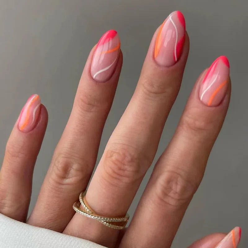 Wine Red Glam Almond Nails