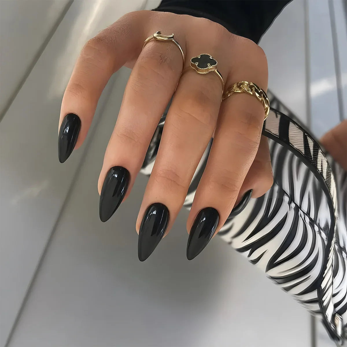 Wine Red Glam Almond Nails