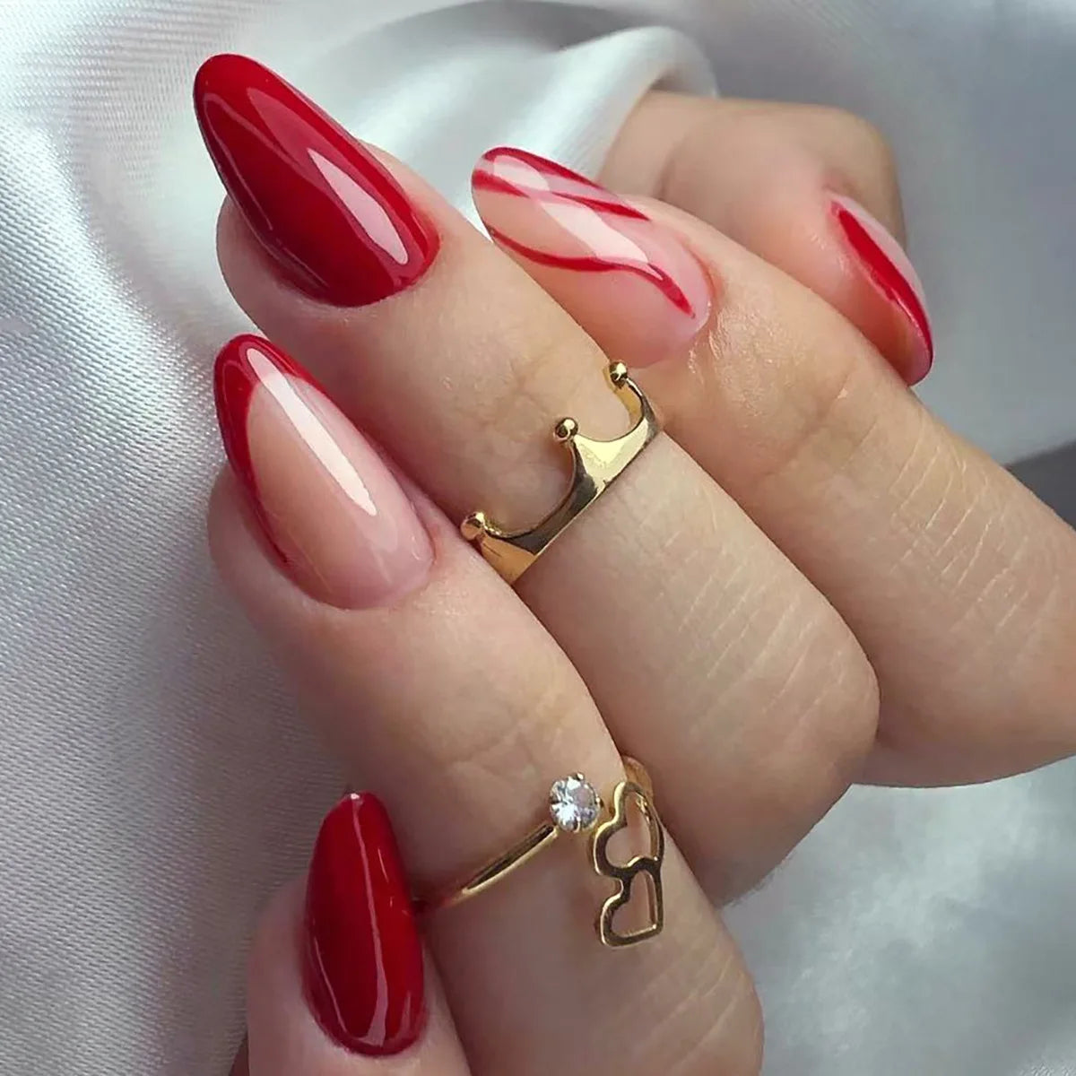 Wine Red Glam Almond Nails