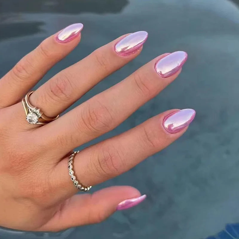Wine Red Glam Almond Nails
