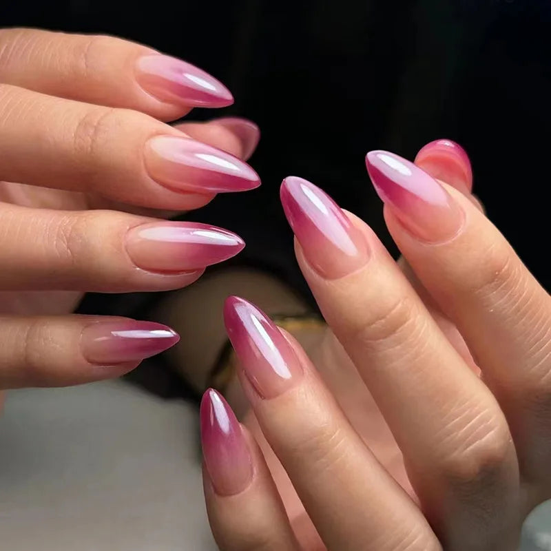 Wine Red Glam Almond Nails