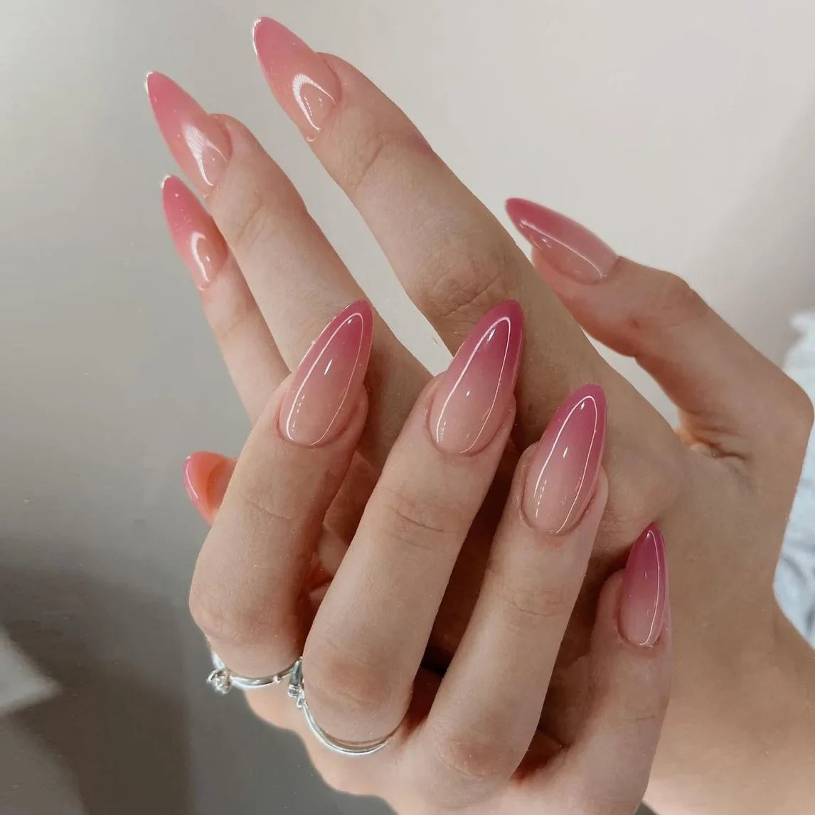 Wine Red Glam Almond Nails