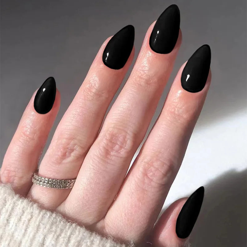 Wine Red Glam Almond Nails