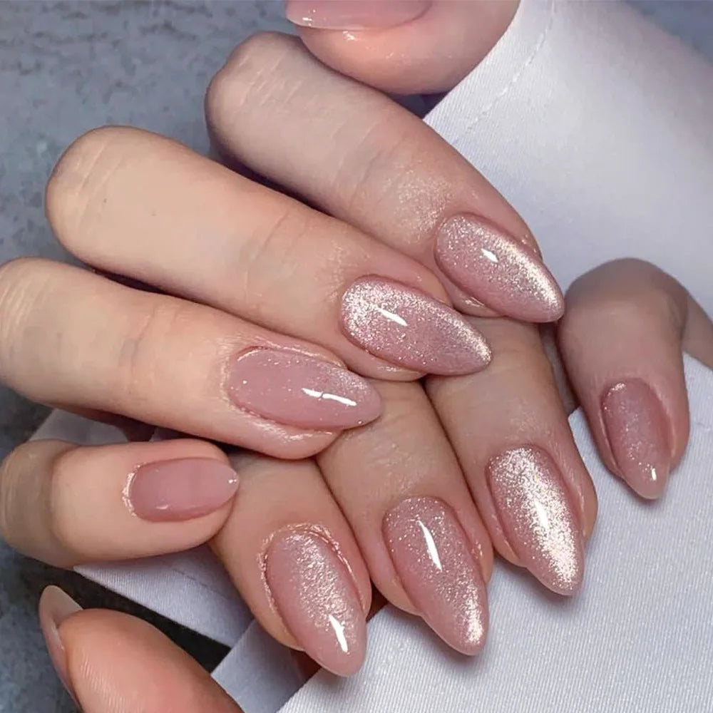 Wine Red Glam Almond Nails