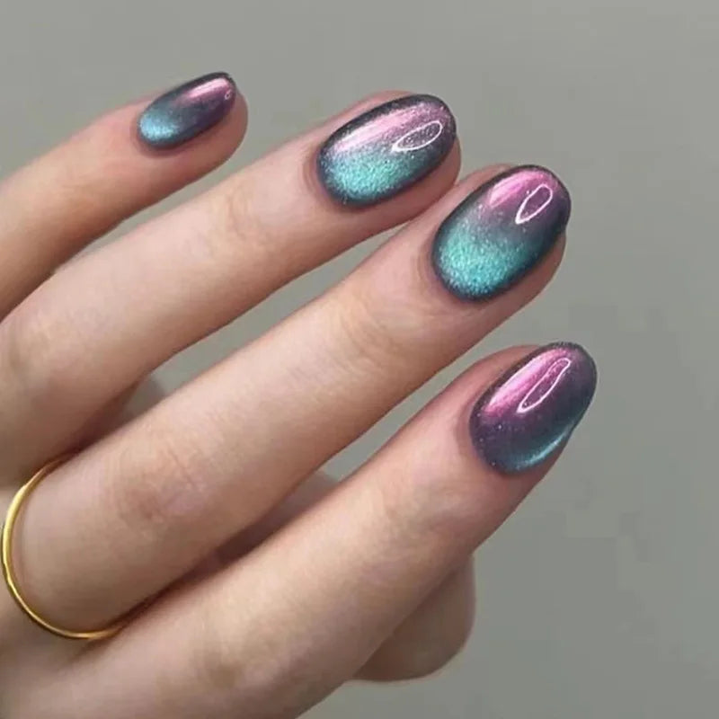 Wine Red Glam Almond Nails