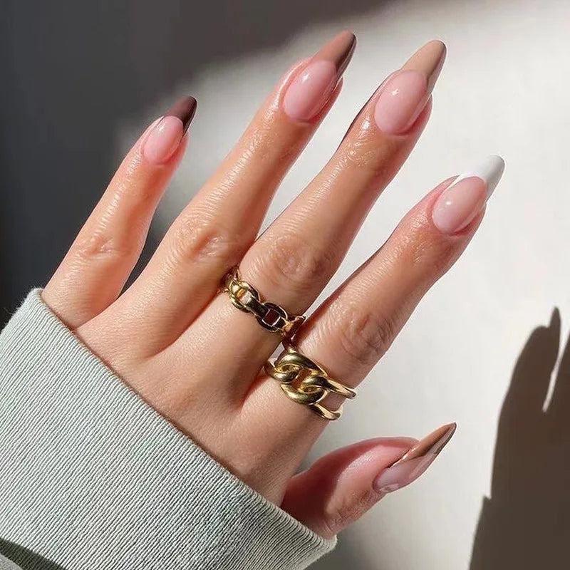 Wine Red Glam Almond Nails