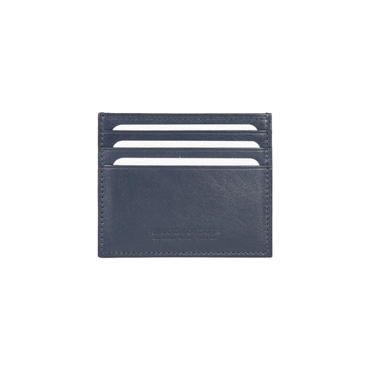 RB12016D | Credit Card Holder in Genuine Full-Grain Leather with a Light Grain. Blue. RFID Protection. Dimensions: 10 x 8 x 0.5 cm. Packaging: Gift Box with Lid/Bottom-1
